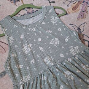 P.S. Kate Green‎ Floral Sleeveless Ribbed Knee Length Dress Size Large